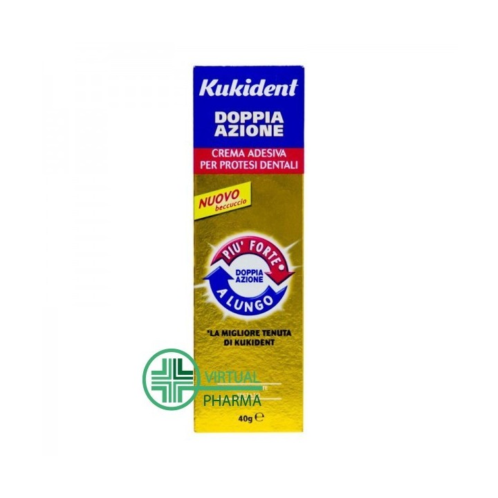 Kukident Plus Doppia Azione Insuperabile Crema Adesiva per Dentiera 40 g