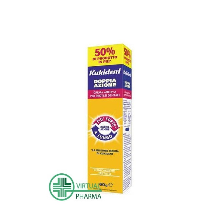 Kukident Plus Doppia Azione Crema Adesiva per Dentiera 60 g