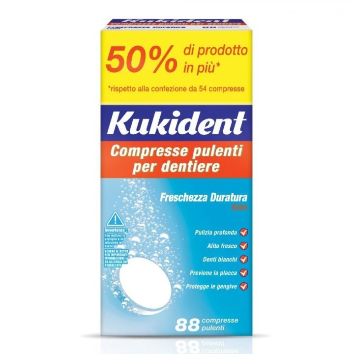 Kukident Compresse Pulenti Freschezza Duratura 88 Compresse