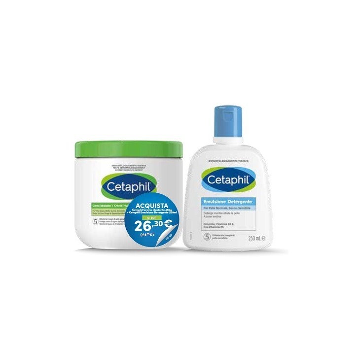 Cetaphil Bipack Crema Idratante 450g + Detergente Viso 250ml