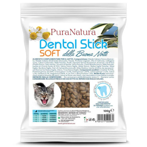 Pura Natura Dental Stick Soft Buonanotte Gatto con Erba Gatta e Camomilla- 100g
